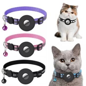 Reflective Pet Collar For Holding AirTags